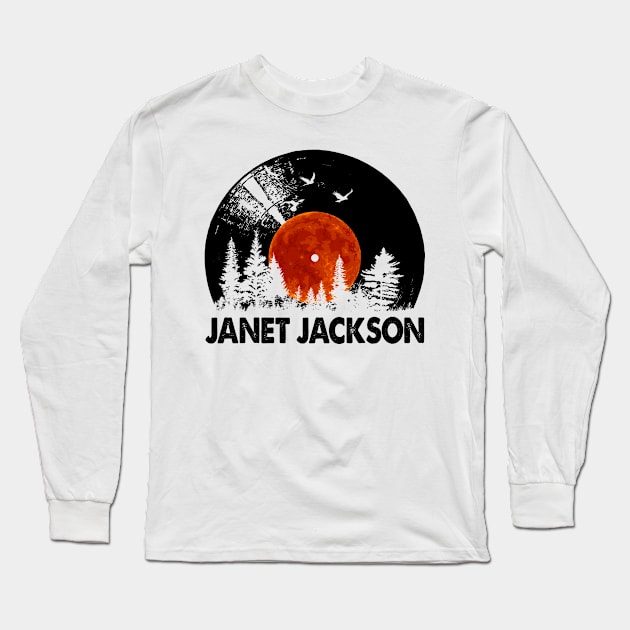 Janet Name Record Music Forest Gift Long Sleeve T-Shirt by Mountain River Landscape